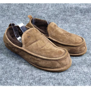 LL Bean Mens 14 Wicked Good Slippers Slip On Chocolate Brown Suede Shearling
